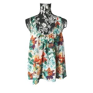 Anthropologie Meadow Rue Floral Colorful Sleeveless Top Shirt Layered Medium